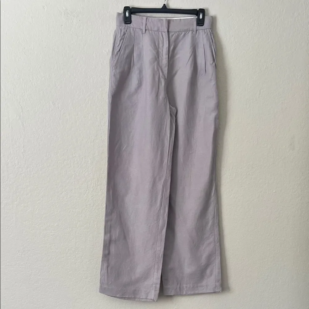 NWOT Aritzia Wilfred London Grey Linen Blend Wider the Effortless Pant in Size 6